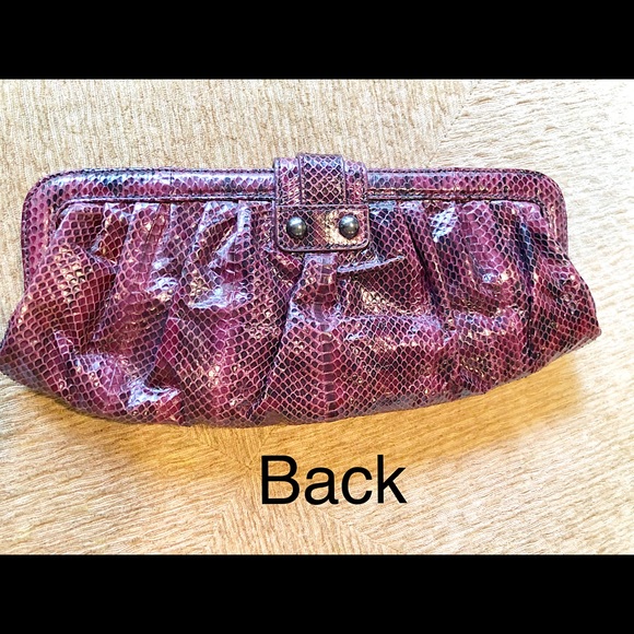 Sale: Rafe Python Clutch Wine, Hot Buy, Pre-Owned